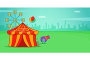Circus horizontal banner, cartoon