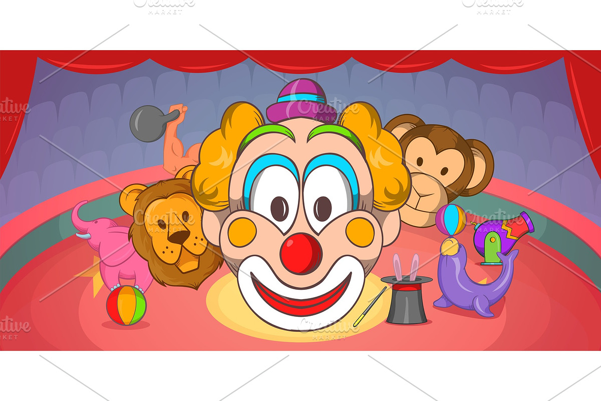 Circus horizontal banner clown in Illustrations - product preview 8