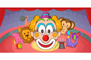 Circus horizontal banner clown