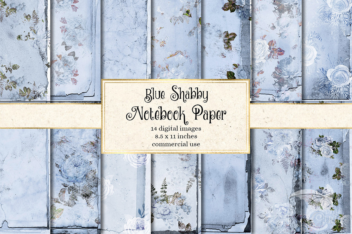 Blue Shabby Notebook Paper in Textures - product preview 8
