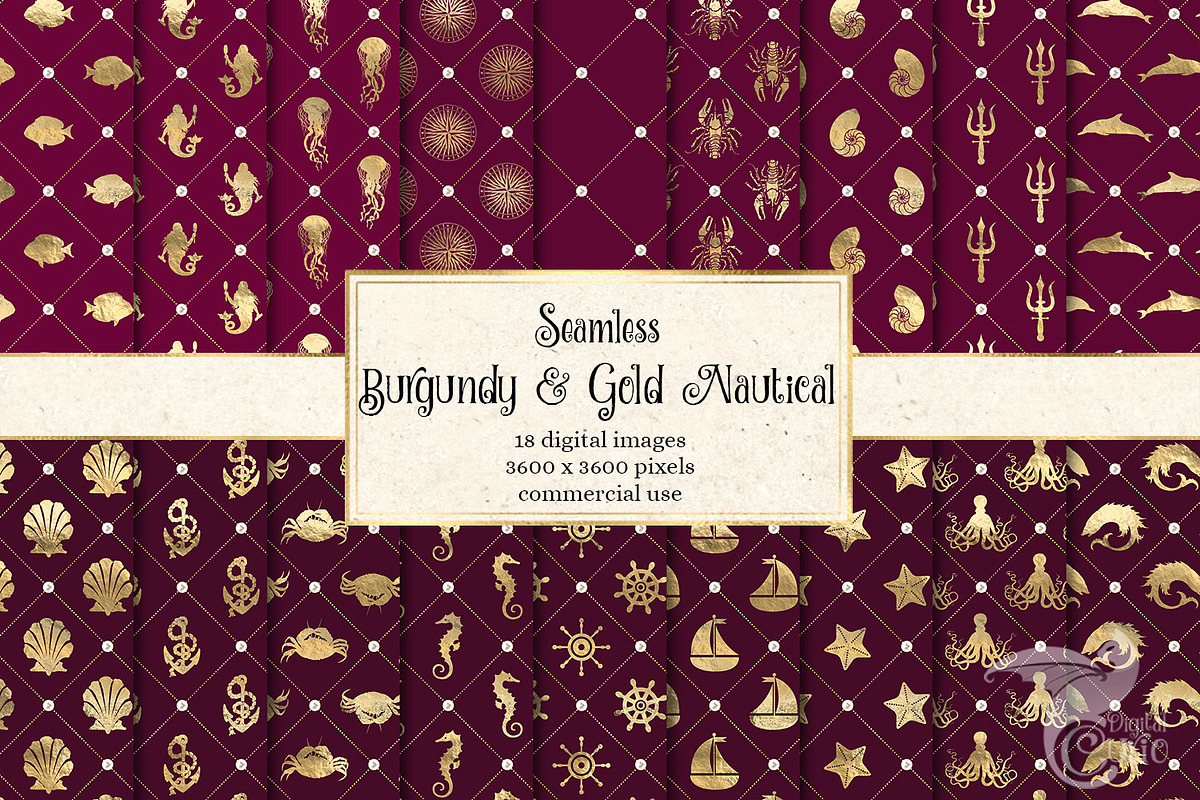Burgundy and Gold Nautical Patterns in Patterns - product preview 8