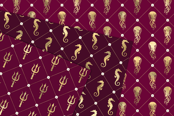 Burgundy and Gold Nautical Patterns in Patterns - product preview 2