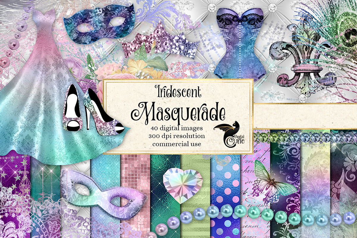 Iridescent Masquerade Graphics in Illustrations - product preview 8