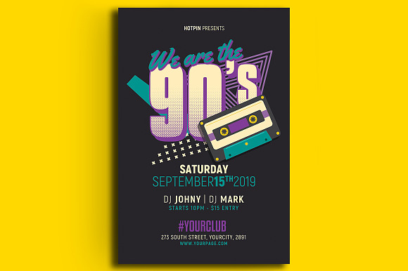 90s Party Flyer in Flyer Templates - product preview 2