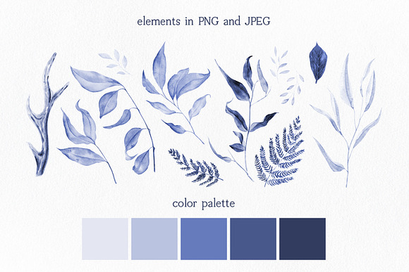 Blue watercolor minimalist clipart in Illustrations - product preview 1