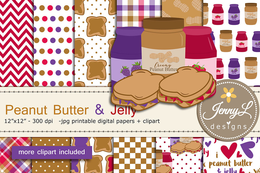 Peanut Butter & Jelly Digital Papers in Patterns - product preview 8
