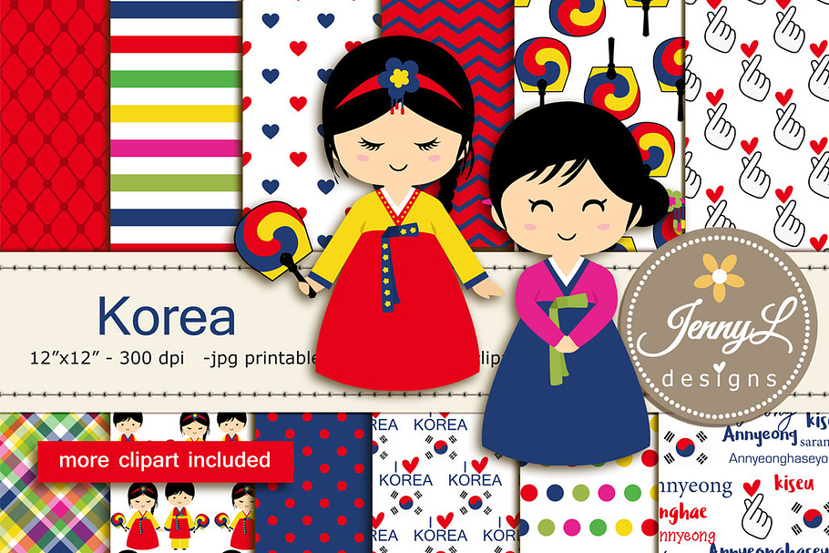Korea Digital Papers and Clipart in Patterns - product preview 8