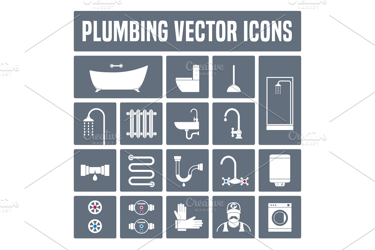 Collection of vector plumbing icons in Illustrations - product preview 8
