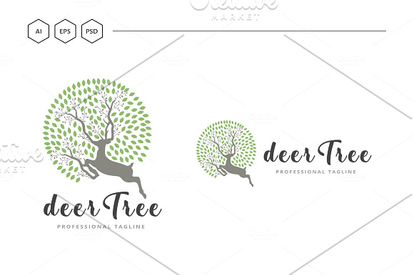 Deer Tree Logo in Logo Templates - product preview 3