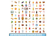 100 restaurant cafe icons set