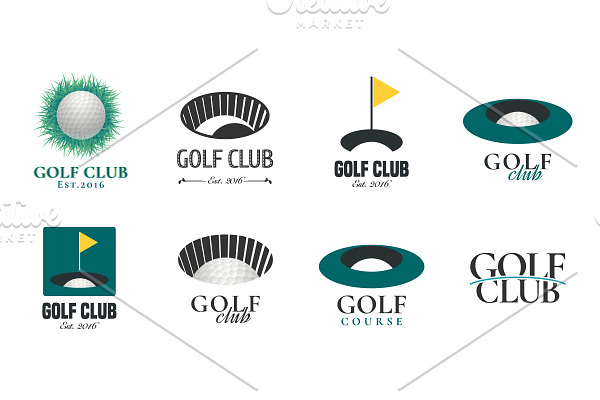 Set of golf logo, icons vector