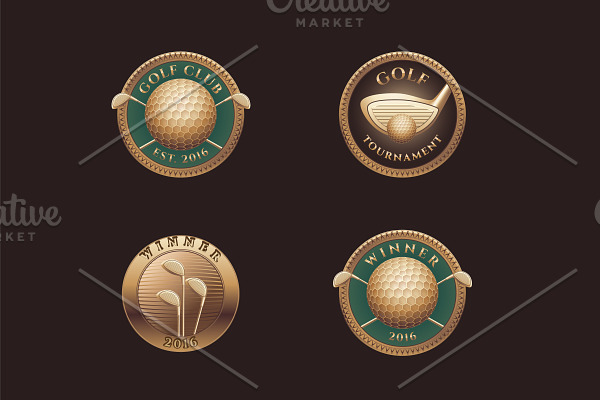 Set of golf logo, trophy vector