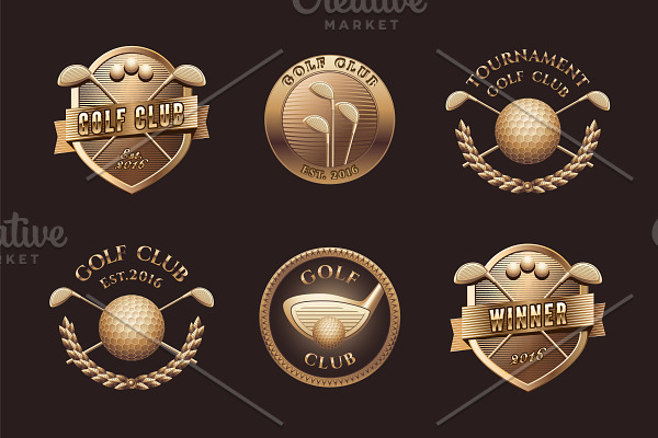 Set of golf logo, trophy vector