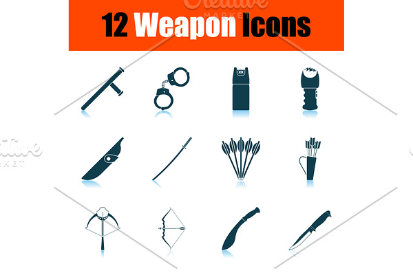 Set of 12 Weapon Icons