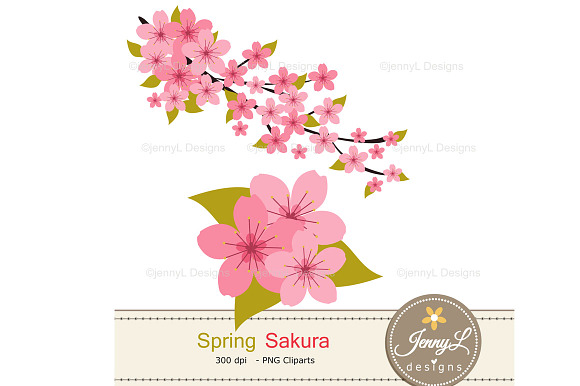 Cherry Blossoms Digital Paper in Patterns - product preview 1