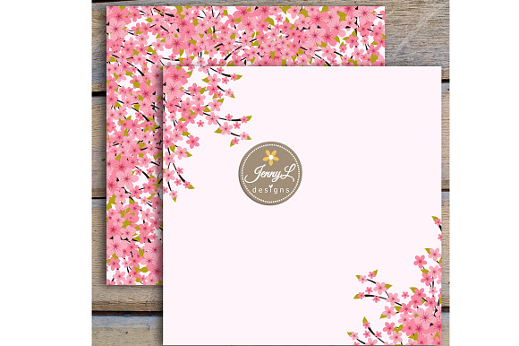 Cherry Blossoms Digital Paper in Patterns - product preview 2