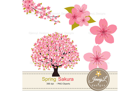 Cherry Blossoms Digital Paper in Patterns - product preview 3