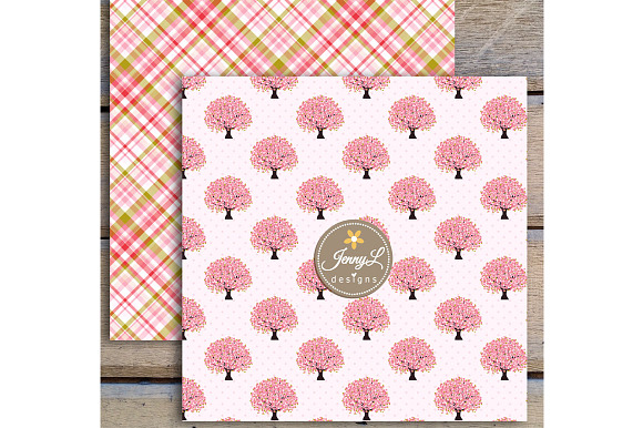Cherry Blossoms Digital Paper in Patterns - product preview 4