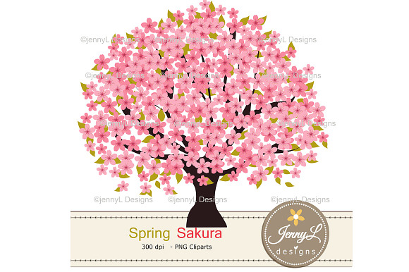 Cherry Blossoms Digital Paper in Patterns - product preview 5
