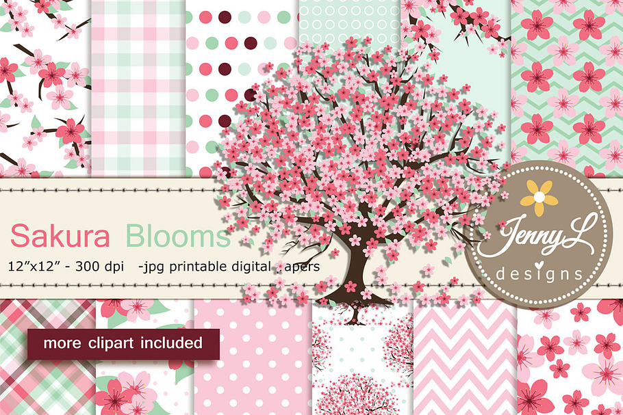 Cherry Blossoms Digital Papers