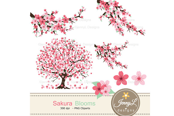 Cherry Blossoms Digital Papers in Patterns - product preview 1