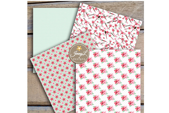 Cherry Blossoms Digital Papers in Patterns - product preview 6