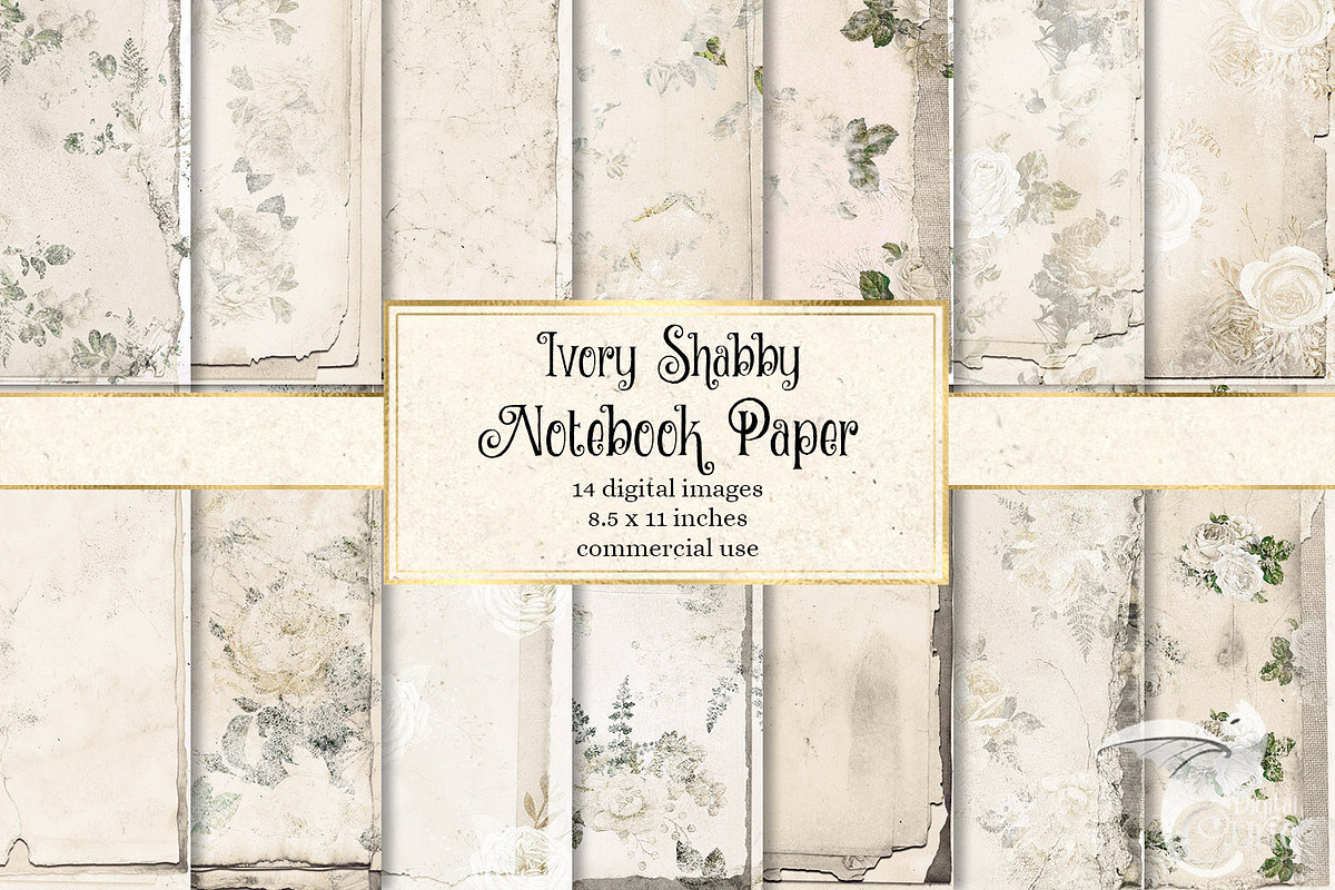 Ivory Shabby Chic Notebook Paper in Textures - product preview 8