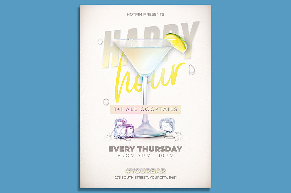 Summer Happy Hour Flyer in Flyer Templates - product preview 3
