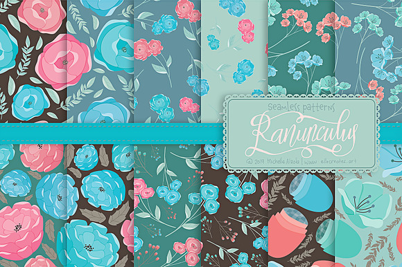 Ranunculus 01 - Seamless Patterns in Patterns - product preview 1