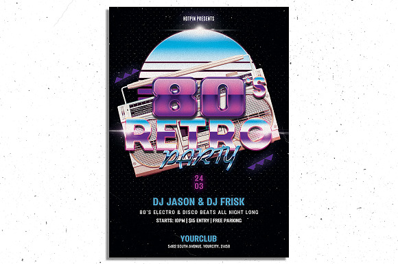 80s Retro Party Flyer in Flyer Templates - product preview 3