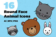 Round Face Animal Icons