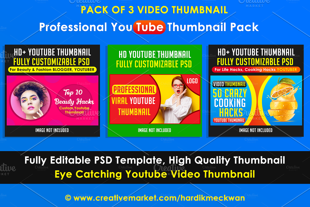 Professional Youtube Thumbnail Pack in YouTube Templates - product preview 8