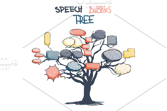 Speech Bubbles Sketch Set in Illustrations - product preview 2