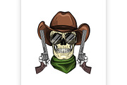 Color skull with cowboy