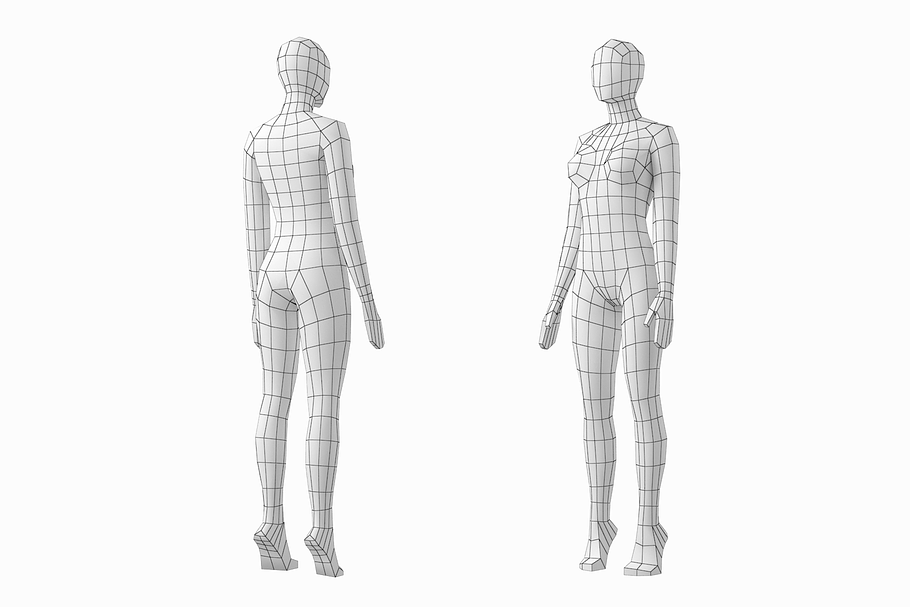 Female Base Mesh In 3 Modeling Poses in People - product preview 1