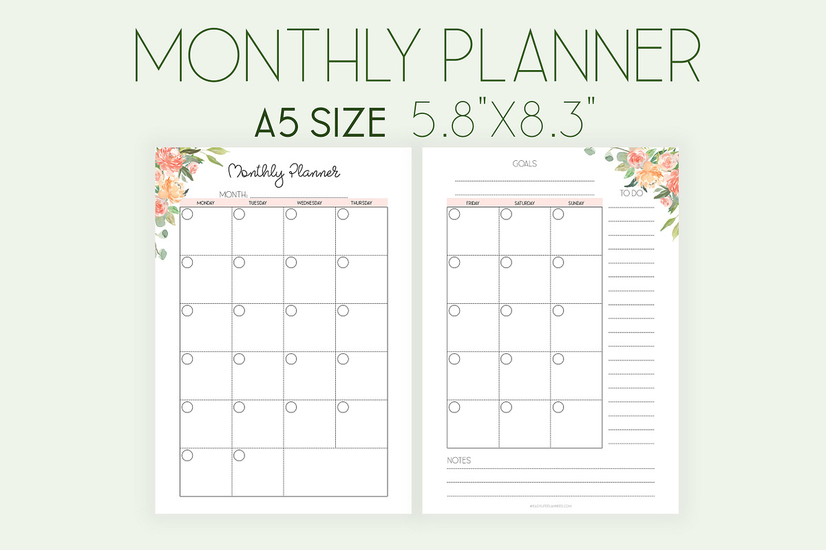 Monthly Planner A5 Inserts in Stationery Templates - product preview 8