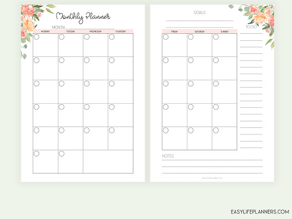 Monthly Planner A5 Inserts in Stationery Templates - product preview 1