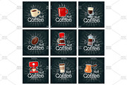 Set banner coffee. Flat icon