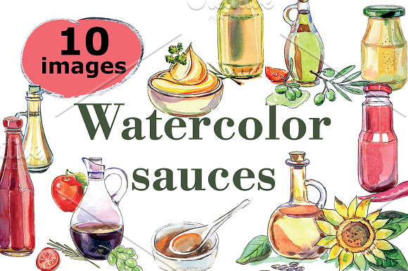 Watercolor sauces and oils in Illustrations - product preview 4