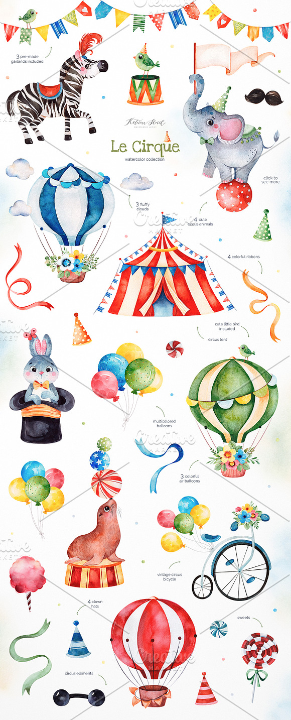Le Cirque. Pastel collection. in Illustrations - product preview 3