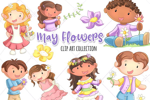 May Flowers Clip Art Collection