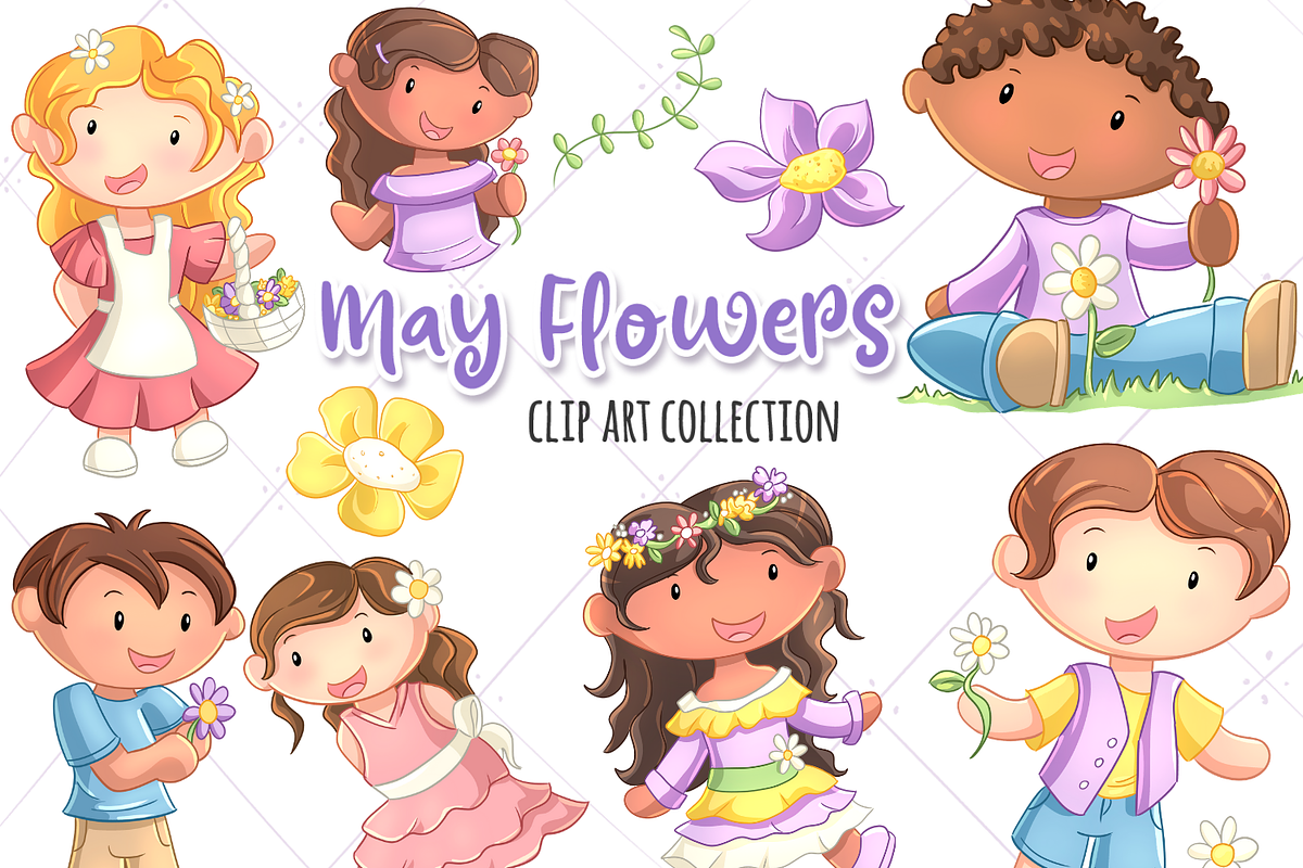 May Flowers Clip Art Collection in Illustrations - product preview 8
