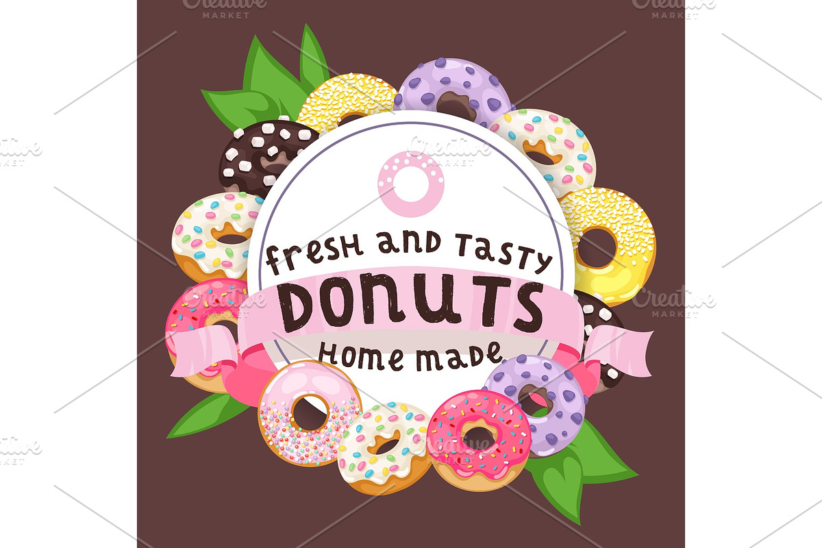 Donut vector doughnut food glazed in Illustrations - product preview 8