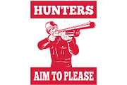 Hunter aiming a shotgun rifle front