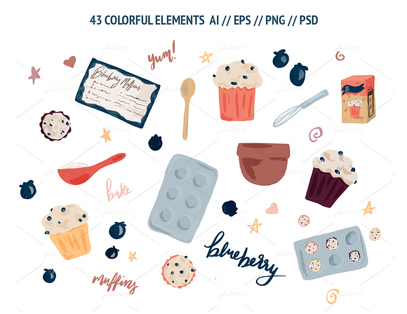 Blueberry Muffins in Illustrations - product preview 1
