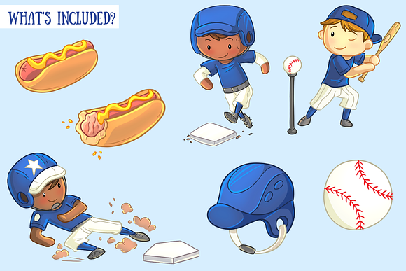 Kids Playing Baseball Clip Art in Illustrations - product preview 1