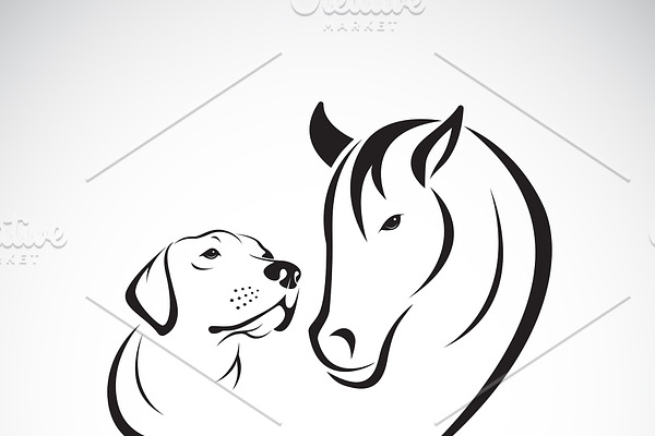 Vector of horse and dog(Labrador).
