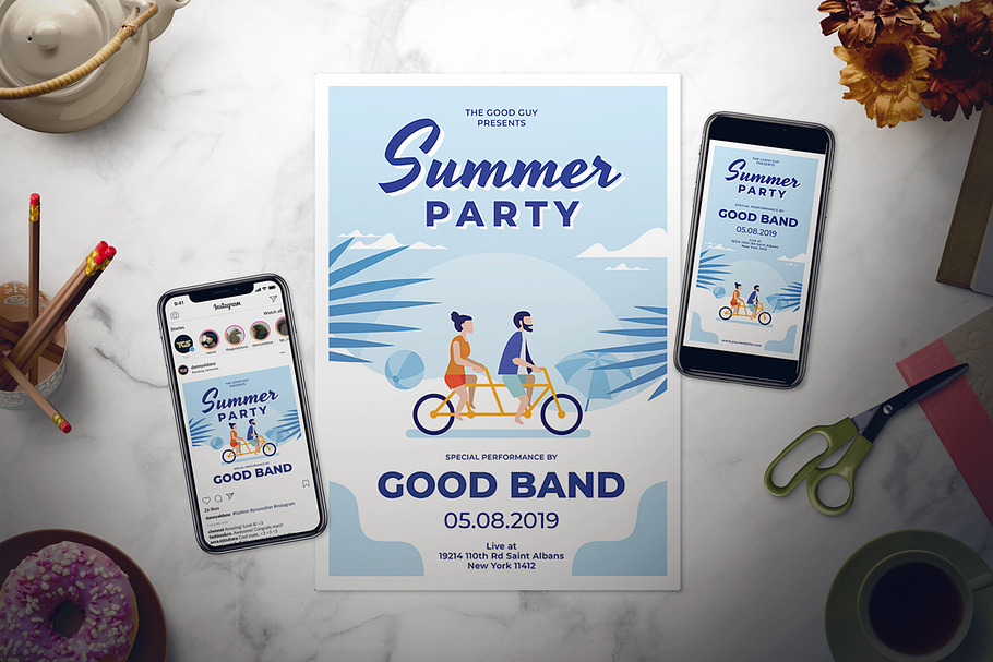 Summer Party Flyer Set in Flyer Templates - product preview 8