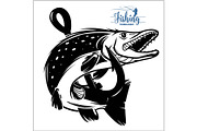Pike fishing emblem shirt. Pike fish