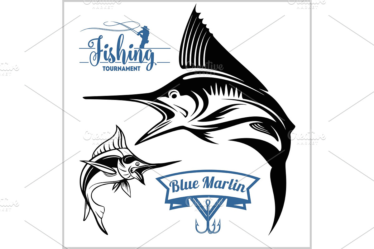 Marlin fish - vector stock in Illustrations - product preview 8